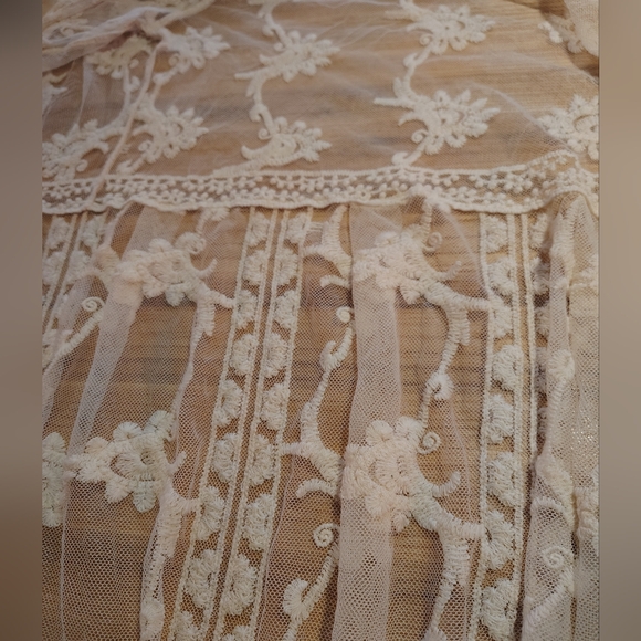 2 Pc:Banana Republic Lace Dress+Cardigan CoverUp, Ivory, Midi, 1/2 Sleeve, M/L - Picture 10 of 16